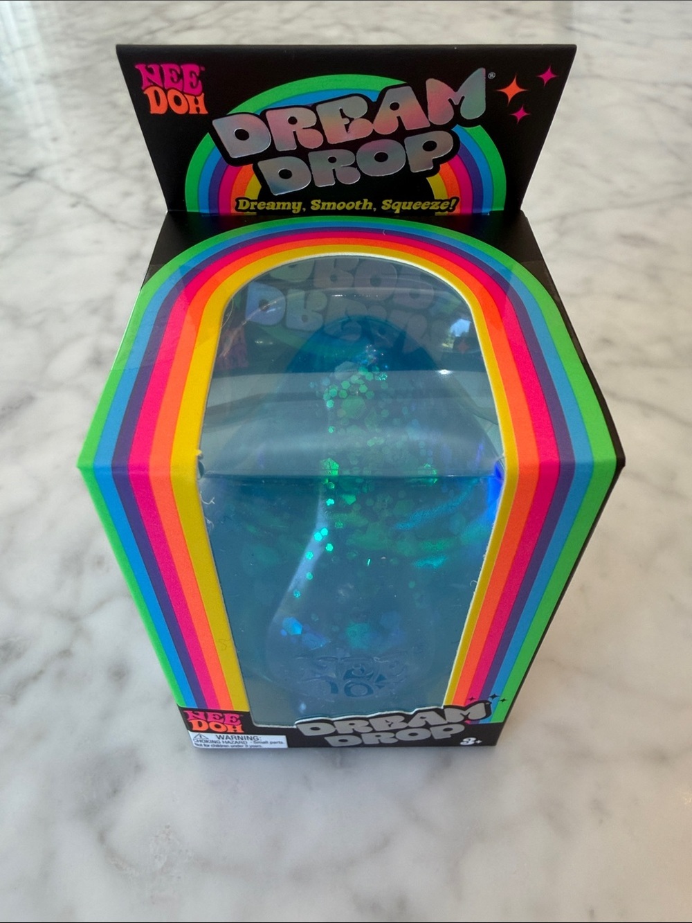 NWT Nee Doh Limited Edition Dream Drop Blue Glitter Sensory Squeeze Toy